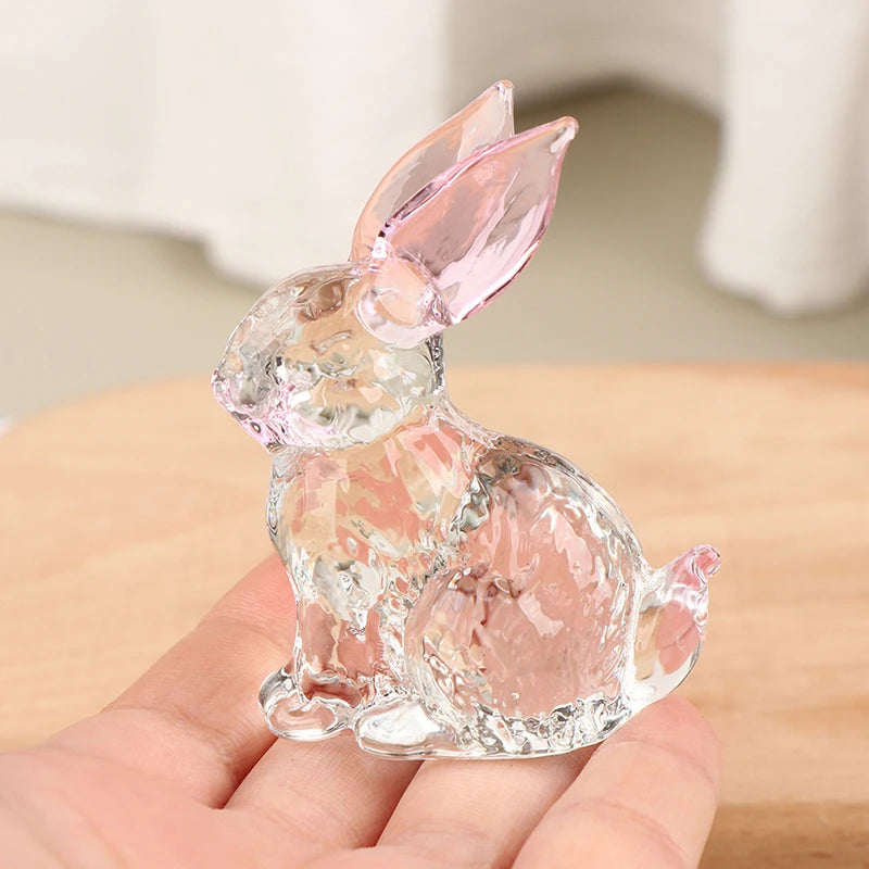 Crystal Glass Rabbit Statue - Handmade Mascot Animal Figurine for Garden, Home, Office, and Table Décor