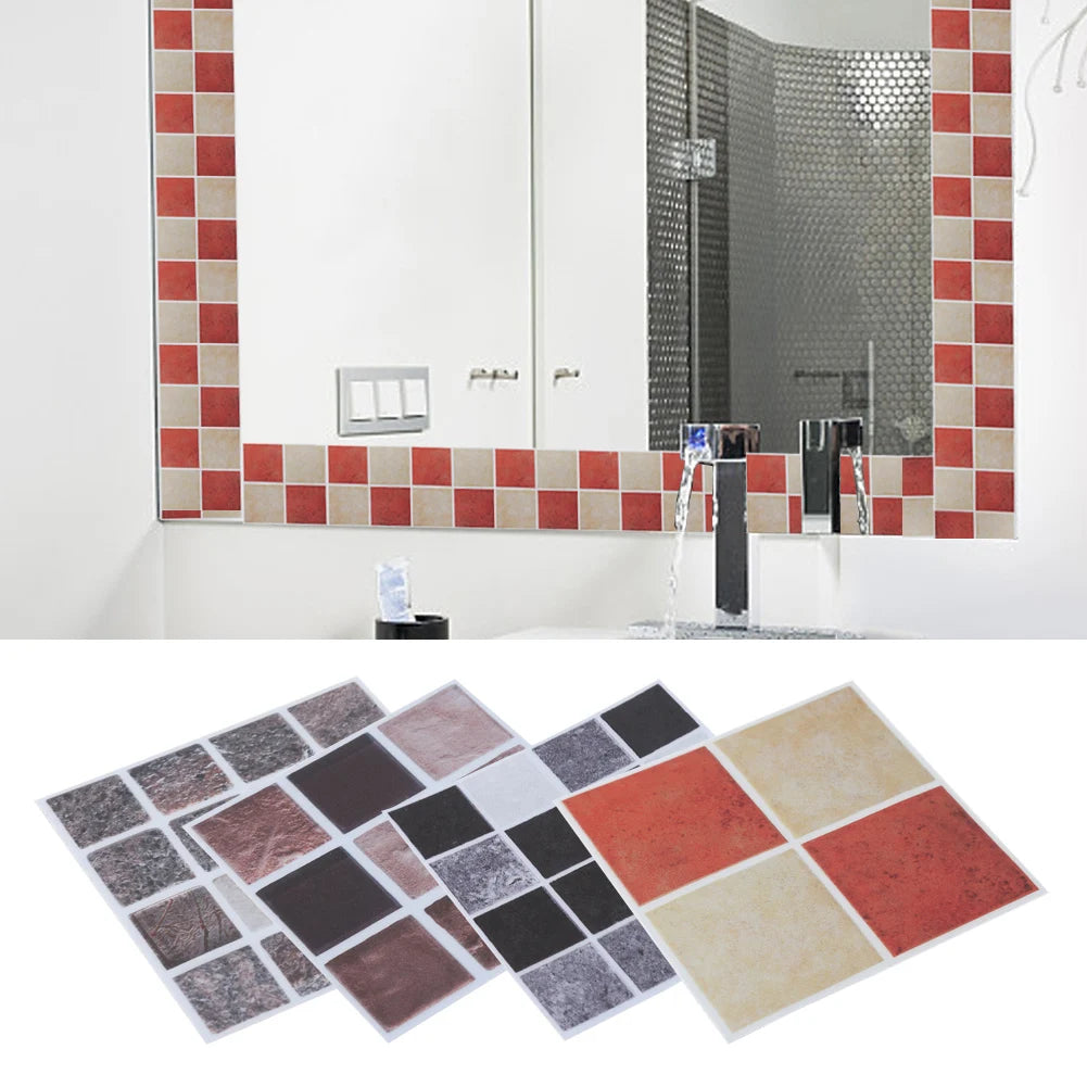 Waterproof Mosaic Tile Stickers – Reusable 10cm x 10cm Transfers for Kitchen & Bathroom