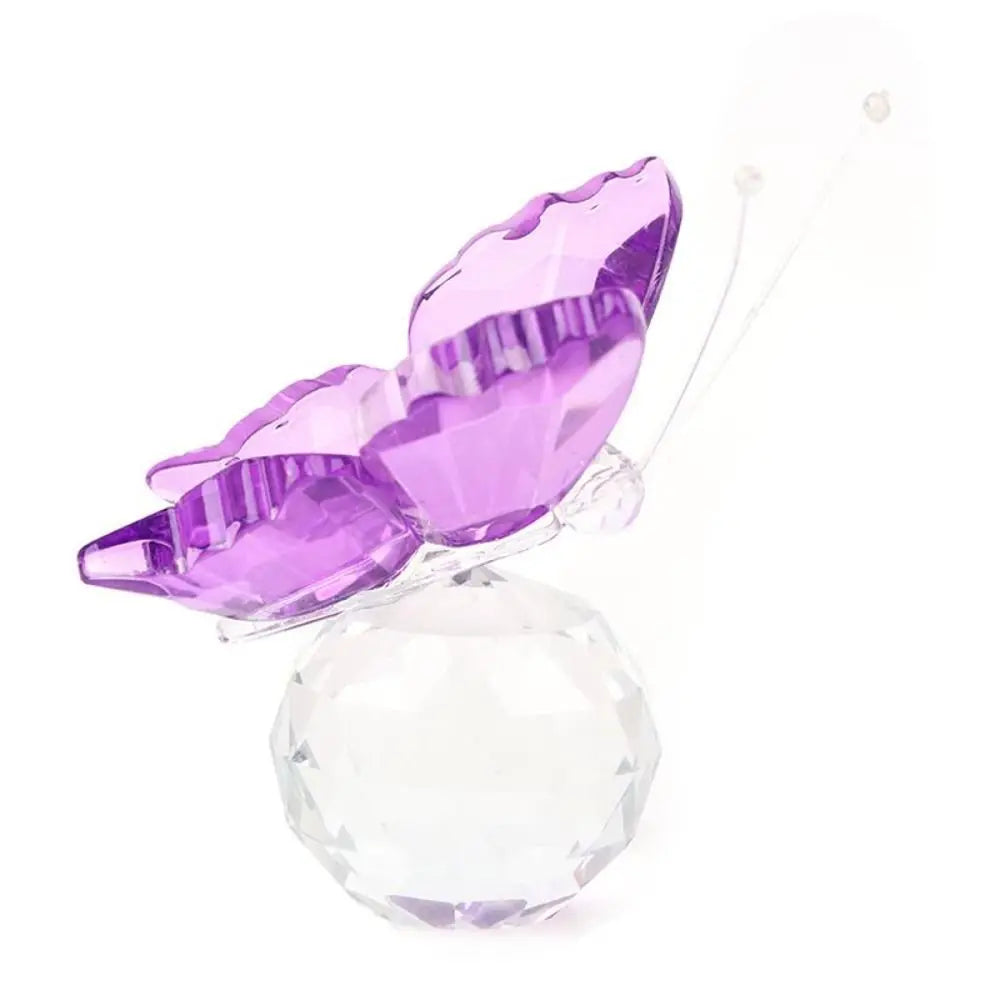 Crystal Butterfly Figurine with Ball Base - Elegant Glass Ornament for Home, Wedding Décor, and Souvenir Gifts