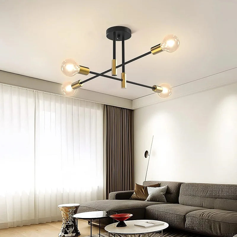 Modern LED Spider Ceiling Lighting – Industrial Iron Black/Golden Chandelier for Minimalist Home Decor