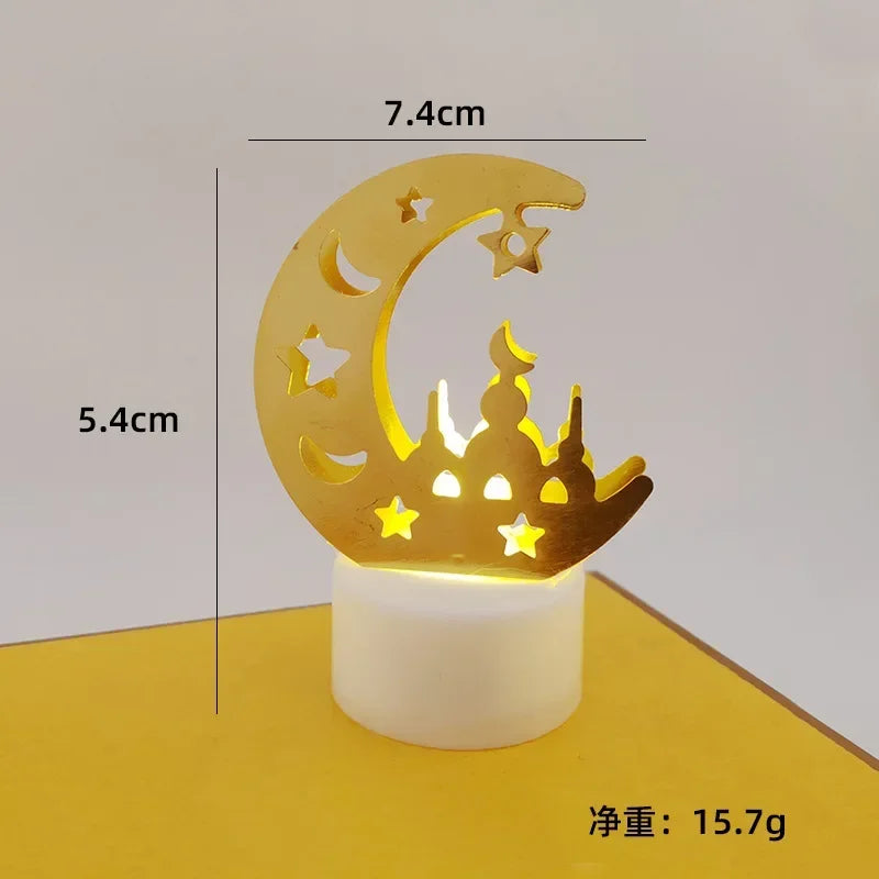 Ramadan Eid Mubarak LED Candle Light – Iron Ornament for Muslim Home Décor