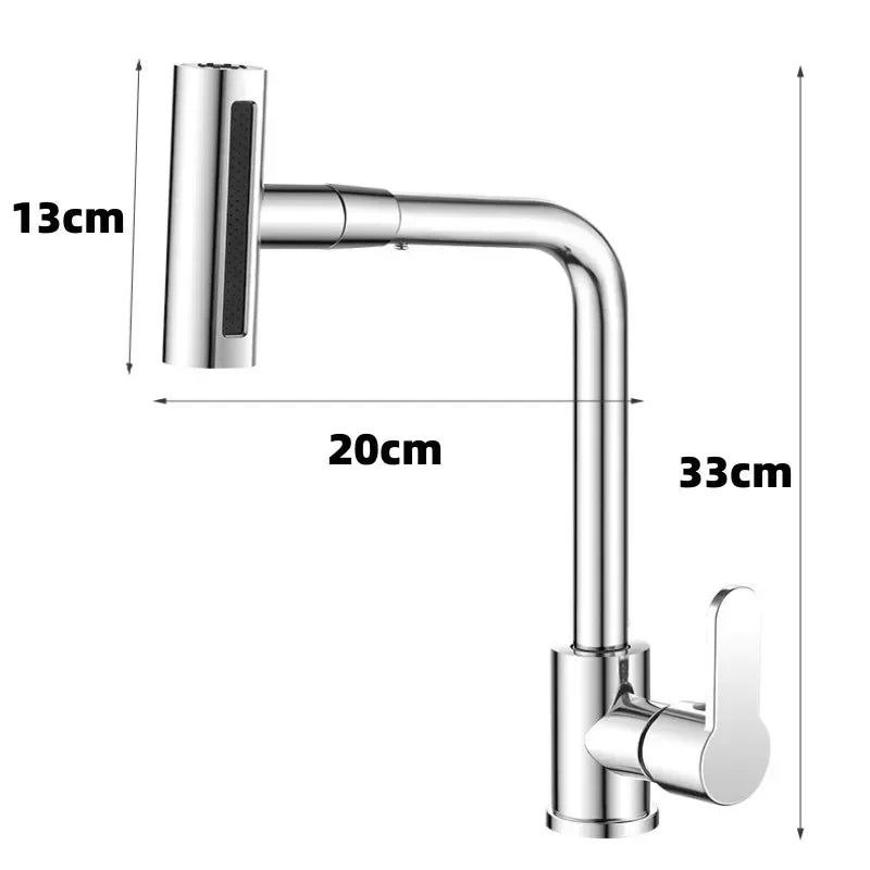 Waterfall Kitchen Faucet - Stainless Steel 360° Rotating with Hot & Cold Water Flow