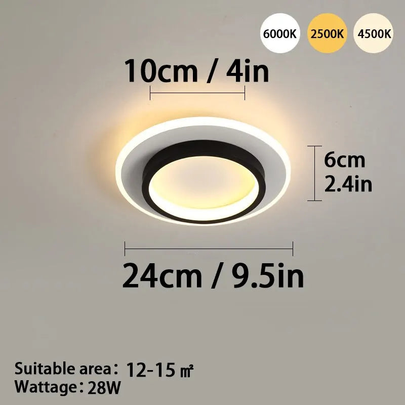 Modern LED Ceiling Light - Tri-Color Dimming Surface Mount for Bedroom, Hallway, and Living Room