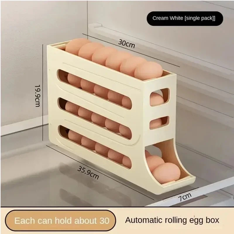 Automatic Scrolling Egg Storage Box – Rolling Kitchen Container for Refrigerator with Large Capacity