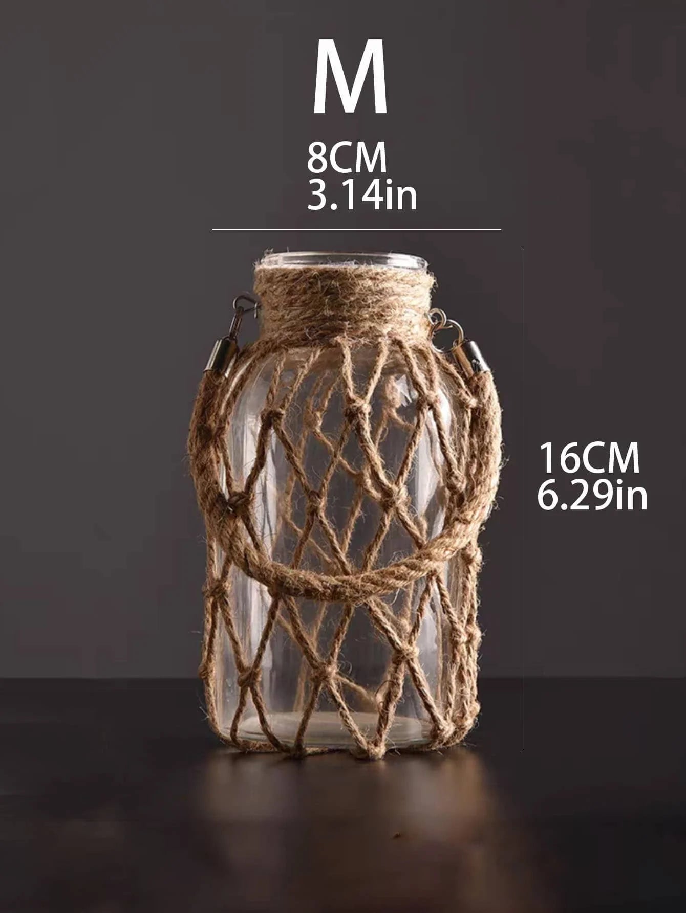 Hand-Woven Hemp Rope Glass Vase – Boho Decorative Vase for Flowers & Home Decor