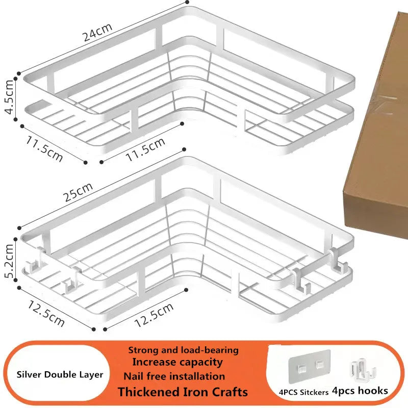Luxury Acrylic Bathroom Shelf – No-Drill Corner Shelf for Shower, Kitchen, Toilet & Skincare Organizer