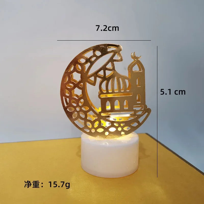 Ramadan Eid Mubarak LED Candle Light – Iron Ornament for Muslim Home Décor