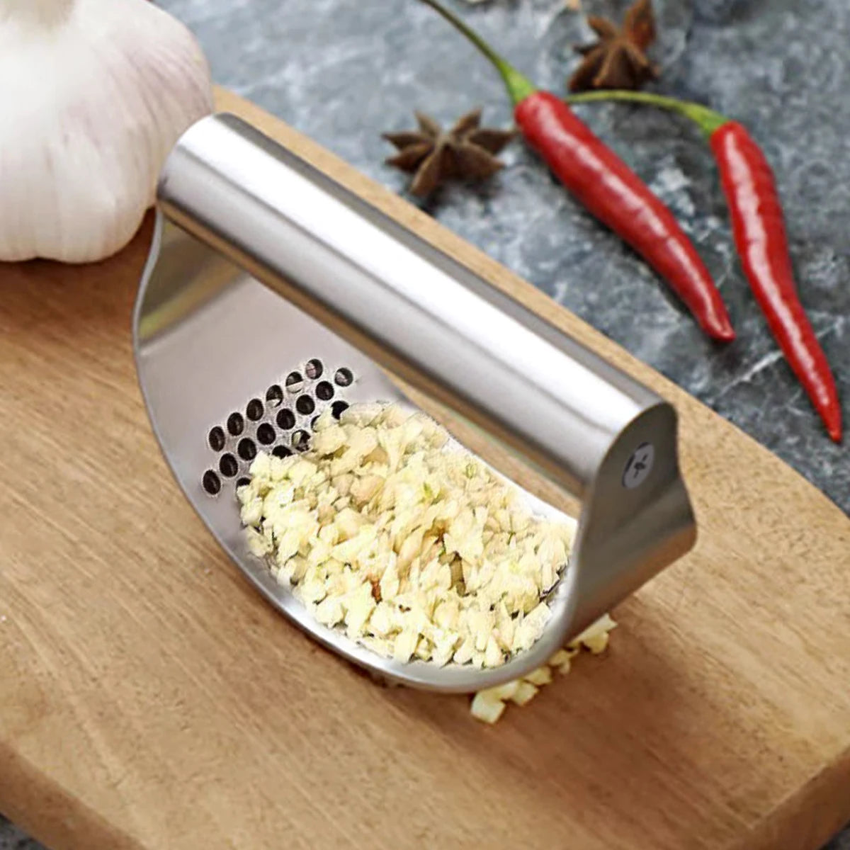 Manual Stainless Steel Garlic Press & Ginger Crusher Tools Kitchen Accessories