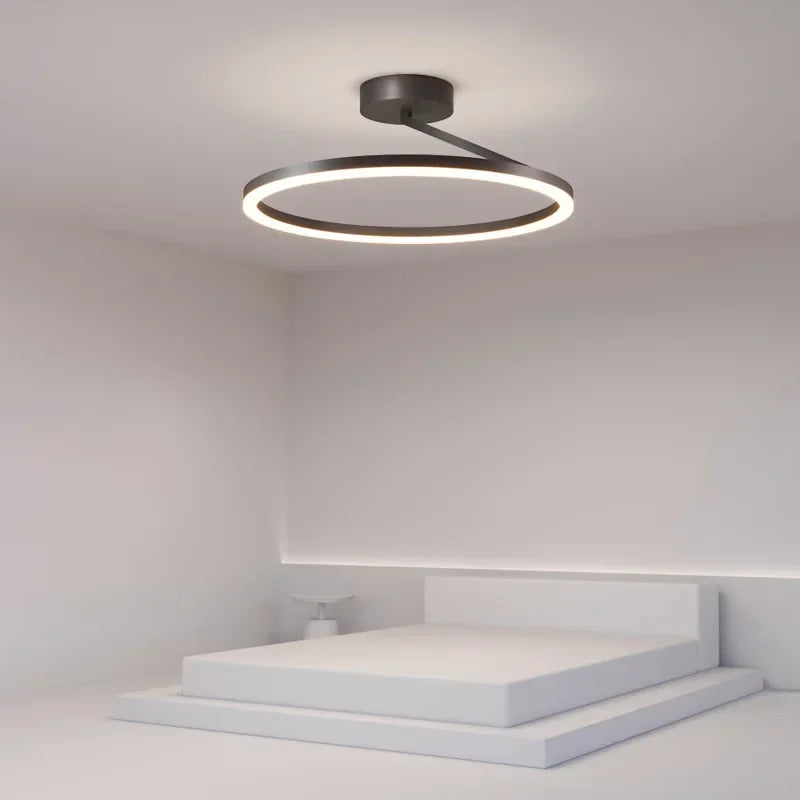 Nordic Design LED Ring Ceiling Lamp – Elegant Chandelier for Bedroom and Living Room