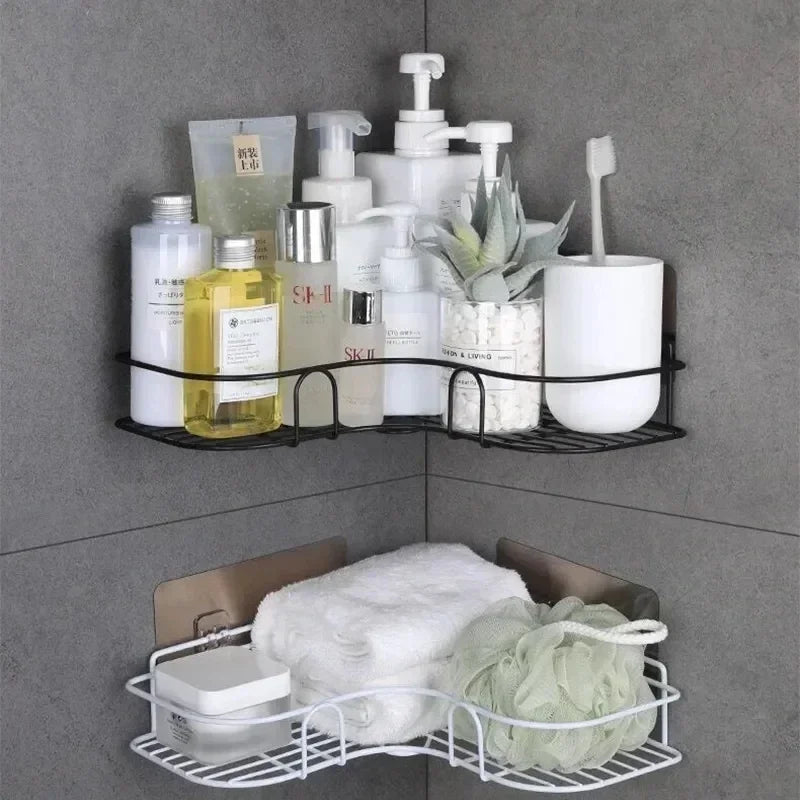 Wall Mounted Corner Storage Shelf – Iron Bathroom Organizer, Shampoo & Cosmetic Rack