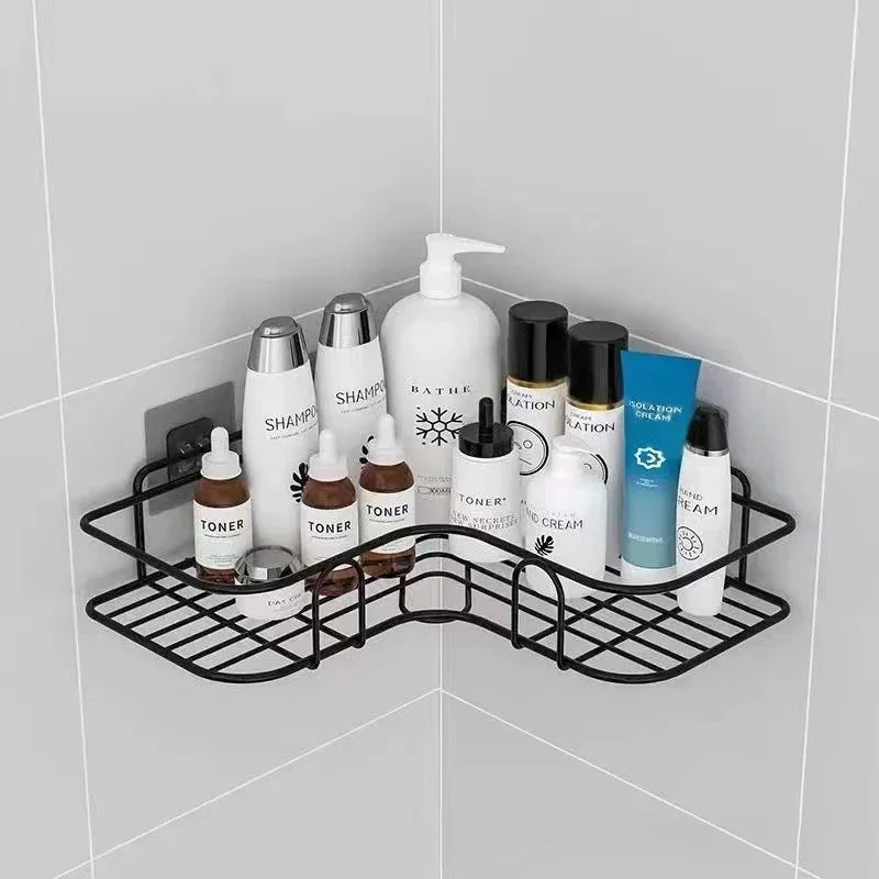 Wall Mounted Corner Storage Shelf – Iron Bathroom Organizer, Shampoo & Cosmetic Rack