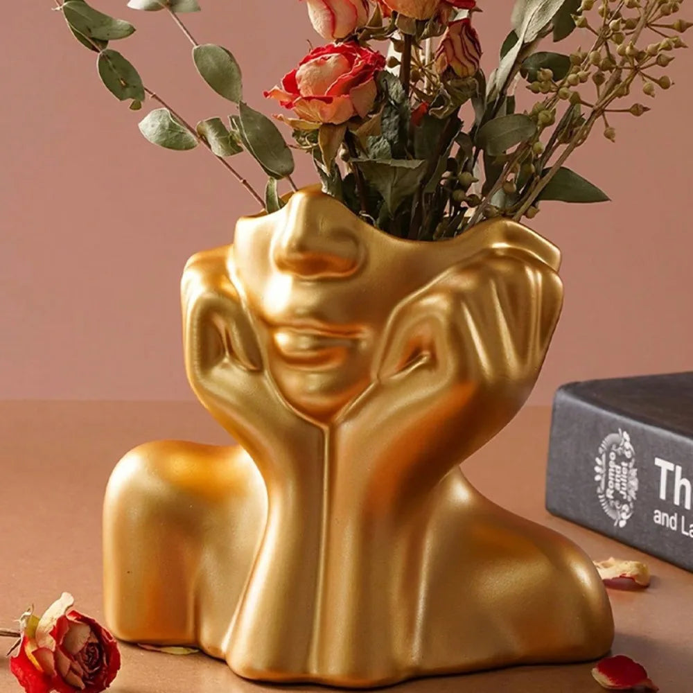 Scandinavian Resin Vase – Human Body Modeling Art Flower Arrangement