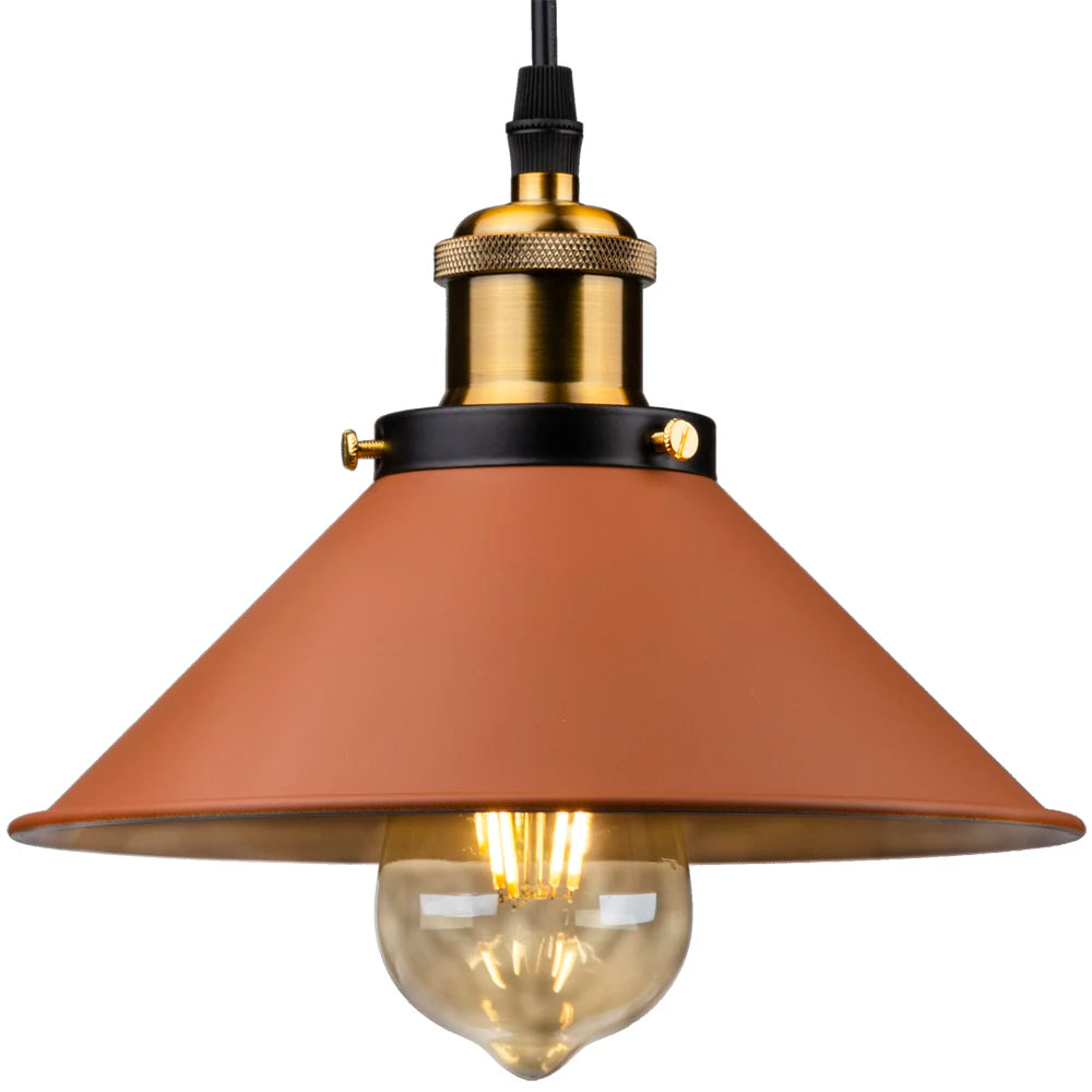 Industrial Farmhouse Brown Pendant Light – Vintage Hanging Ceiling Lamp for Kitchen and Dining Areas