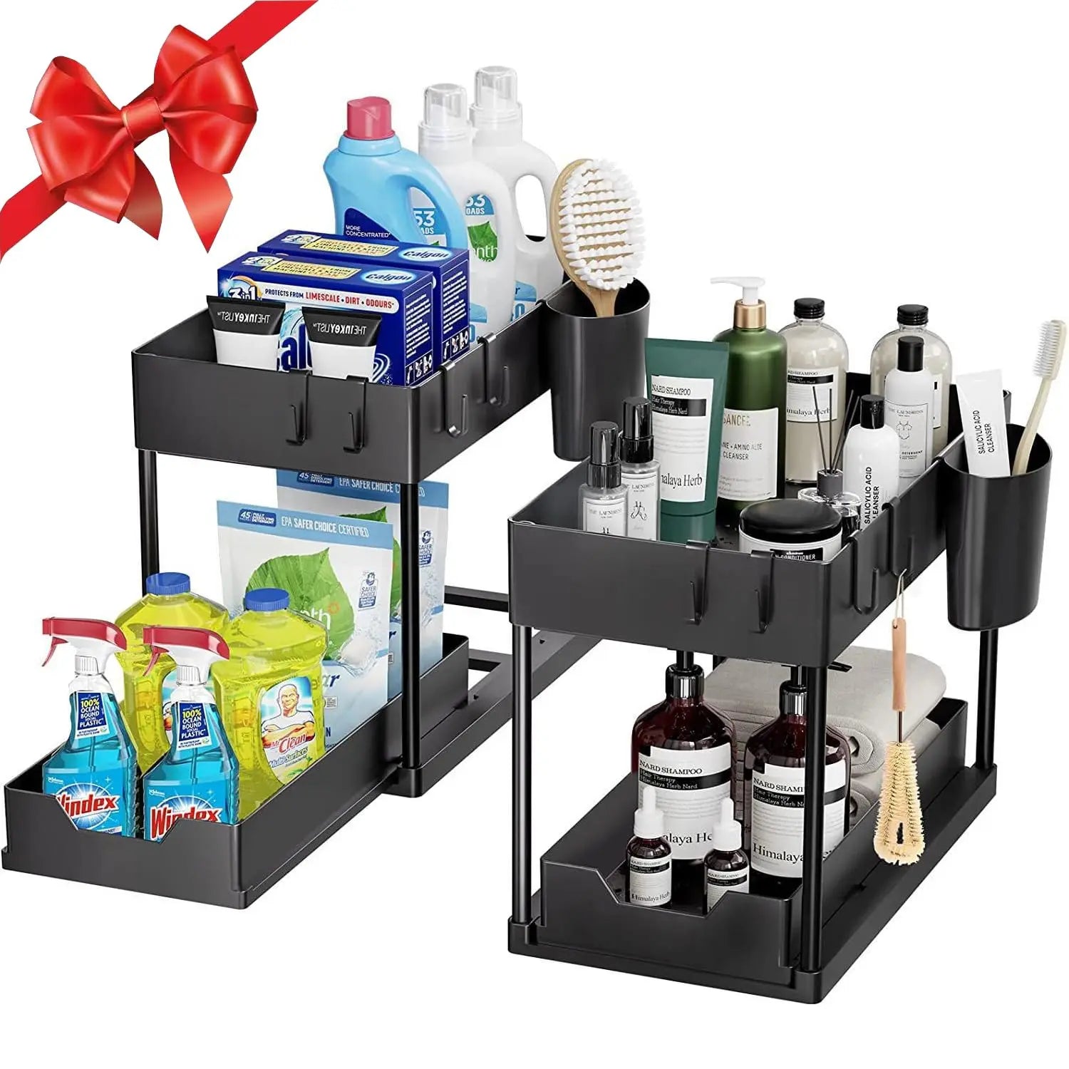 2-Tier Under Sink Storage Organizer – Multi-Purpose Bathroom & Kitchen Cabinet Rack (2 Pack)