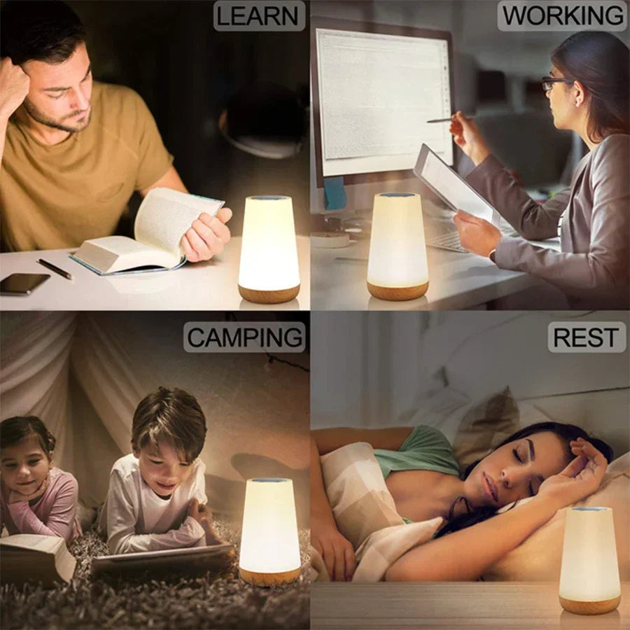 USB Rechargeable LED Table Lamp with Remote Control with Color Changing RGB Dimmable Bedside Lamp