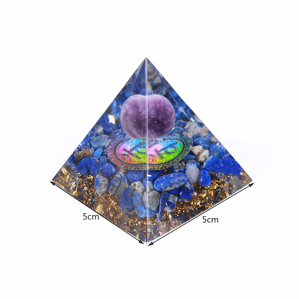 Natural Energy Healing Crystal Orgonite Pyramid Sculpture – Symbol of Luck, Wealth, and Positive Energy