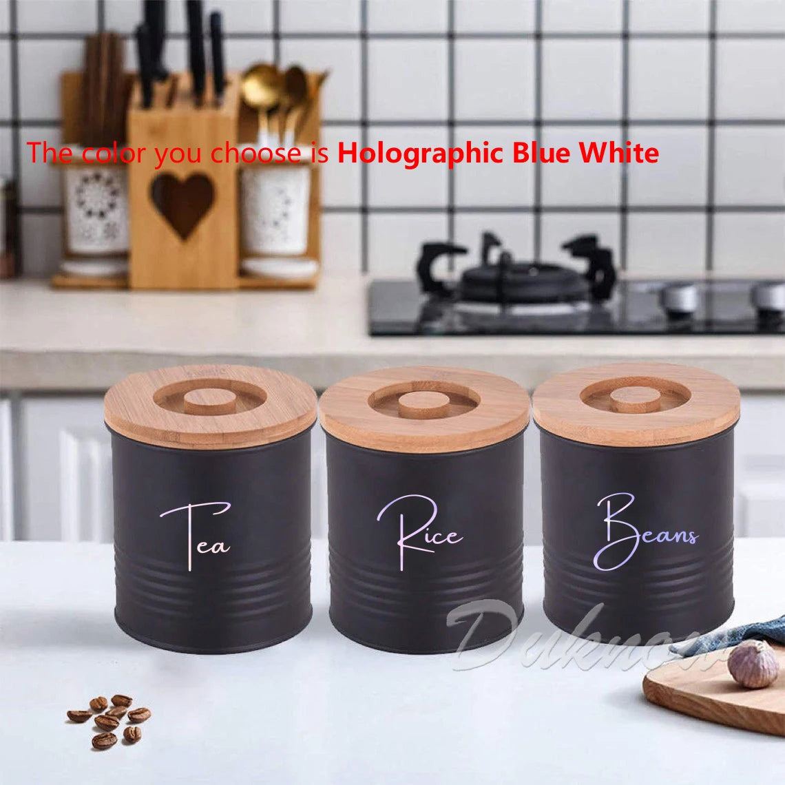 Waterproof Kitchen Jar Labels – Vinyl Decal Stickers for Tea, Coffee, Sugar & Baking Canisters