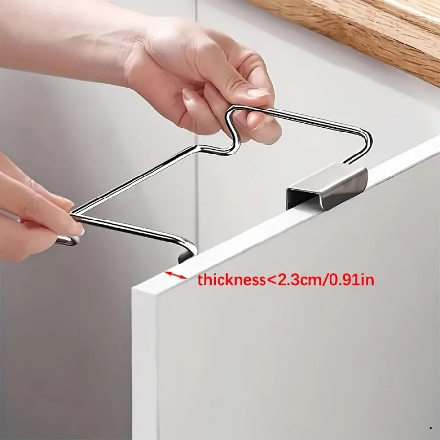 Stainless Steel Trash Bag Holder – Kitchen Cabinet Door Rack Kitchen Accessories,