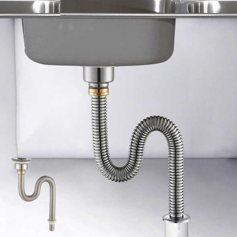 Stainless Steel Kitchen Sink Drain Pipe – Anti Rat Bite, Deodorant, Flexible Installation