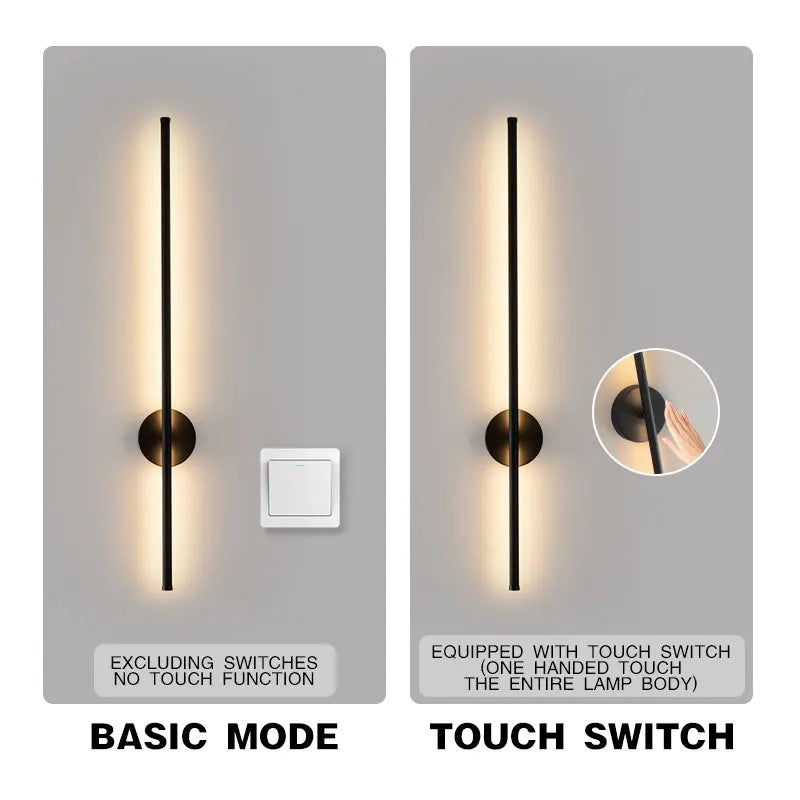 Black Touch Switch Dimmable LED Wall Lamp – 360° Rotatable Modern Wall Sconce for Bedroom & Living Room