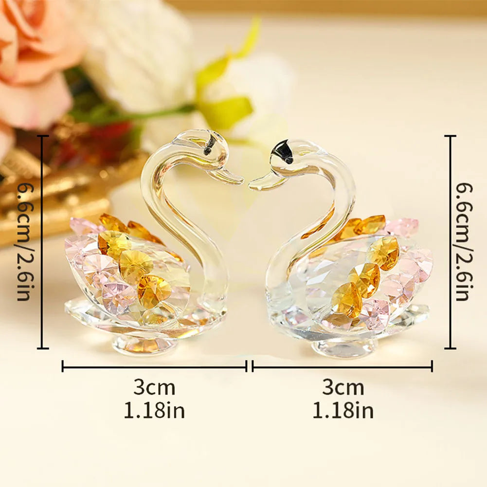 Crystal Swan Ornaments - Elegant Glass Figurines for Living Room Decor & Paperweight Crafts