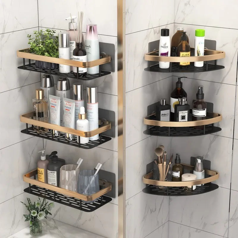 Luxury Bathroom Shelves Without Drilling - Rustproof Aluminum Shower Wall Shelf