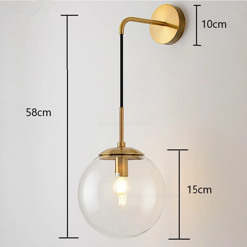 Nordic Modern Vintage Wall Lamps: LED Glass Ball Elegance for Your Home