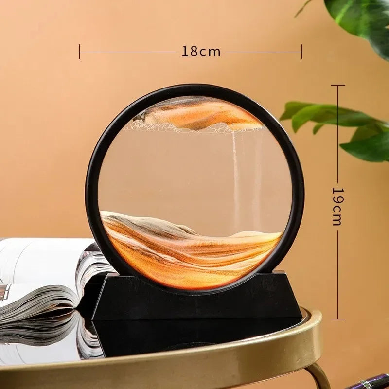 3D Hourglass Quicksand Moving Sand Art Picture – Round Glass Deep Sea Sandscape Craft