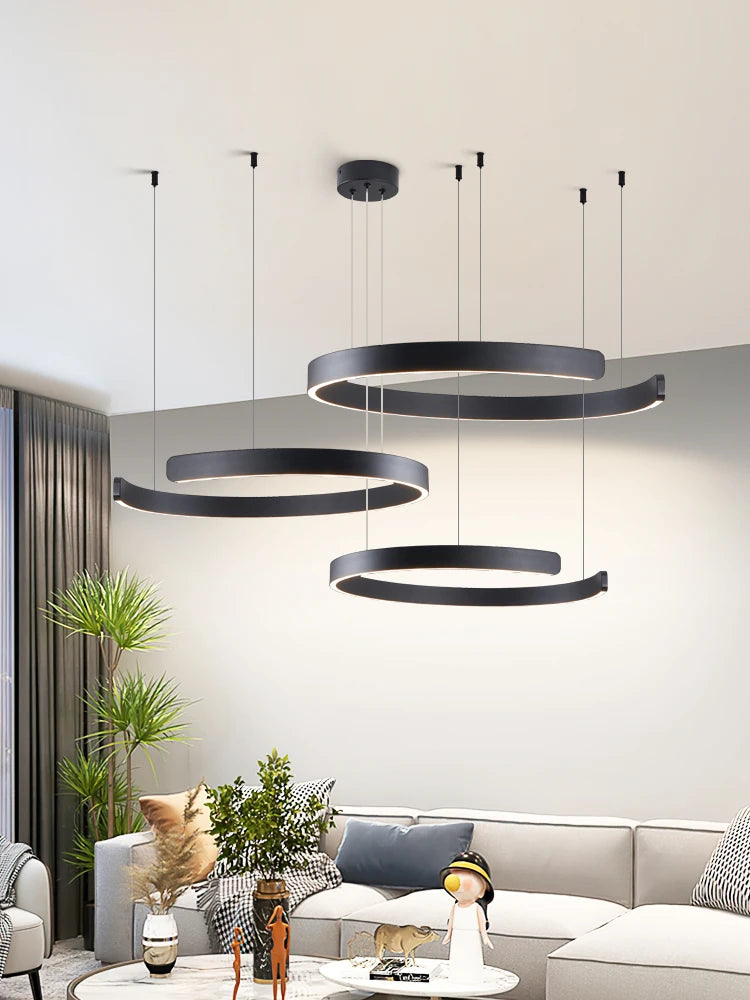 Modern Round Ring Ceiling Chandelier Pendant Light for Dining Room LED Bedroom Living Room Decor