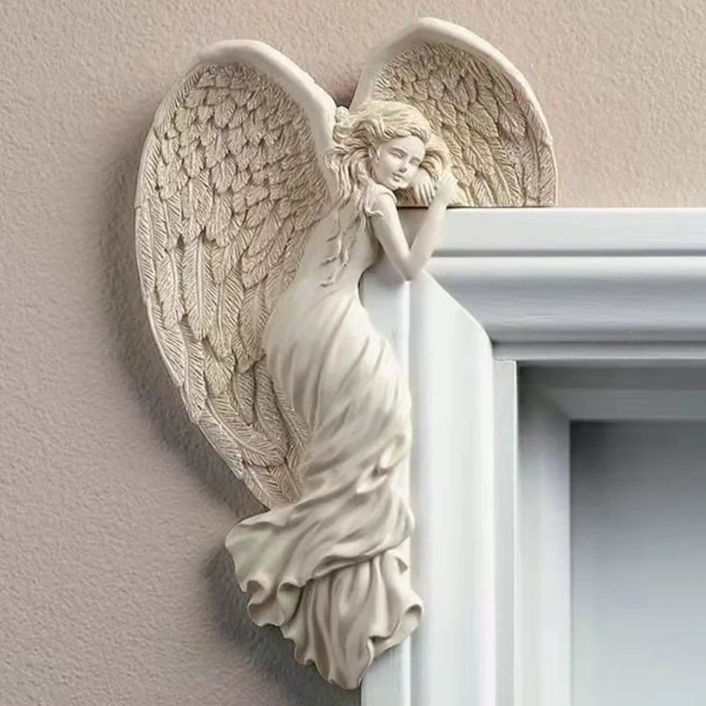 Angel Wings Resin Door Frame Ornament - Retro Catholic Home Decoration Craft for Indoor and Outdoor Use