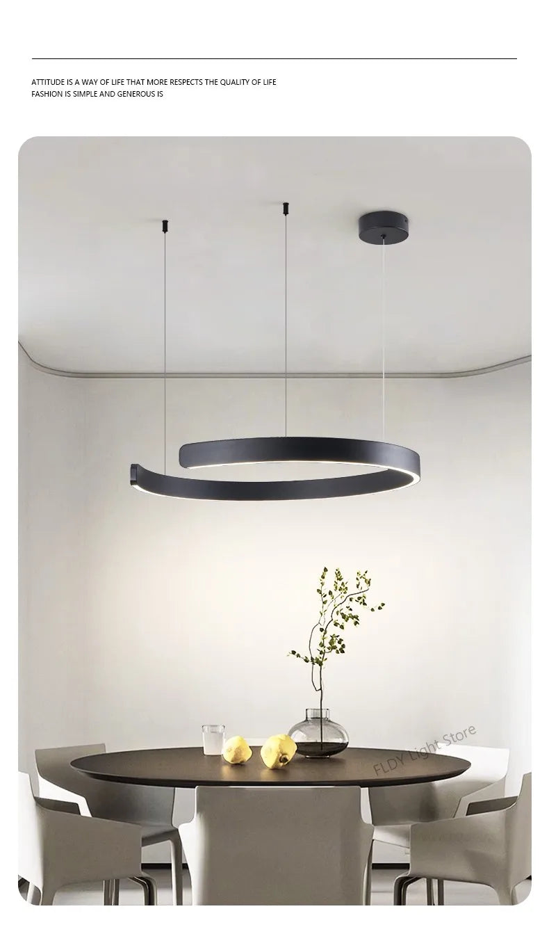 Modern Round Ring Ceiling Chandelier Pendant Light for Dining Room LED Bedroom Living Room Decor