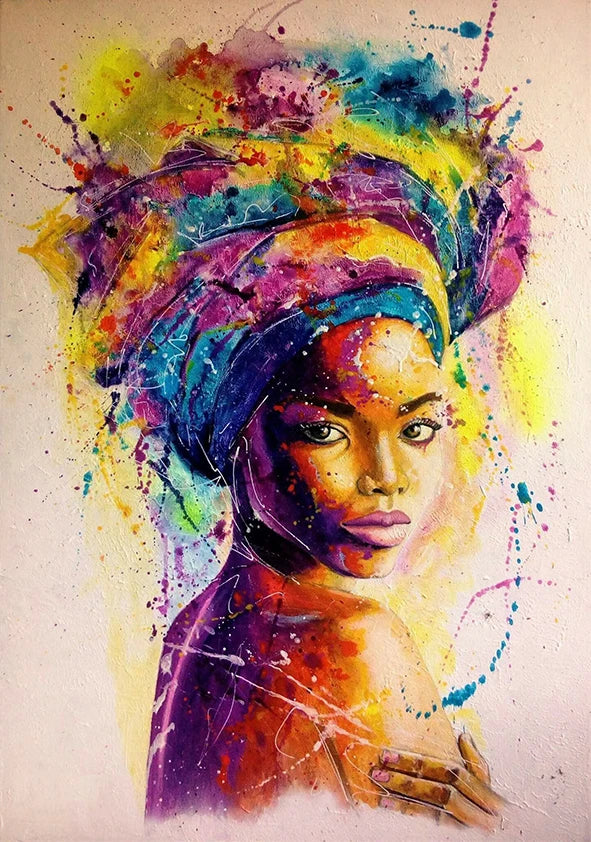 African Women Canvas Wall Art – Abstract Portrait Prints for Living Room Décor (Unframed)