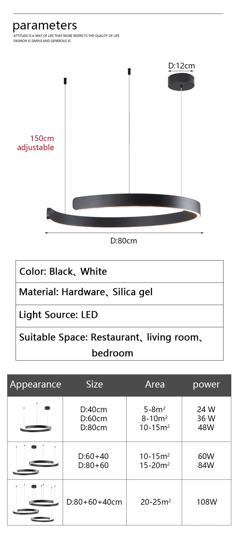 Modern Round Ring Ceiling Chandelier Pendant Light for Dining Room LED Bedroom Living Room Decor