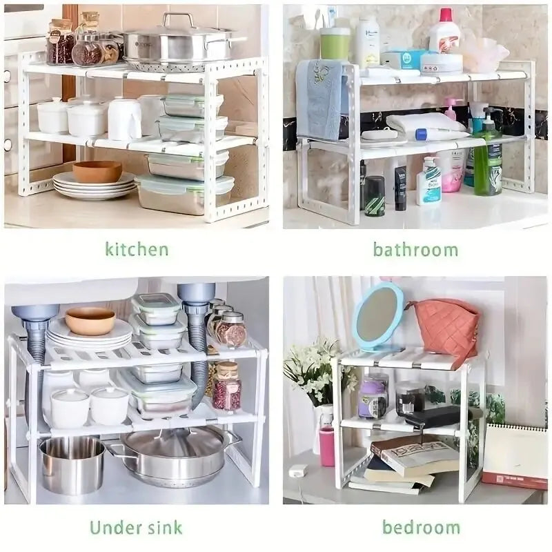 Cabinet Organizer Shelves – Stackable Kitchen Counter Shelves, Pantry & Bathroom Storage Organizer