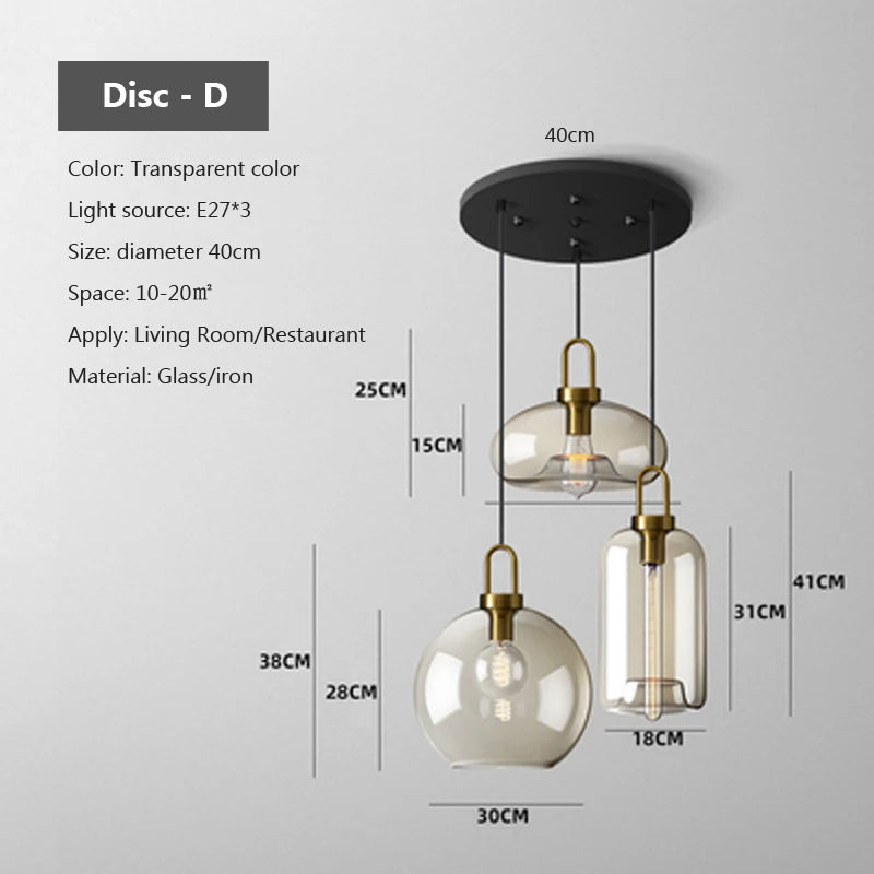 Nordic Glass Pendant Light – Modern Loft Hanging Fixture