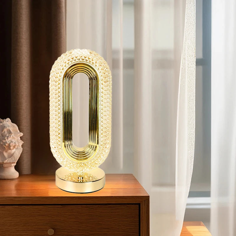 LED Table Lamp Touch Crystal Acrylic Three-Color Light Change Romantic Bar Bedroom Night Light