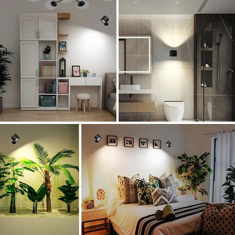 LED Double Head Wall Lamp with Touch Control and Remote - 360° Rotatable, USB Rechargeable, Wireless Portable Night Light