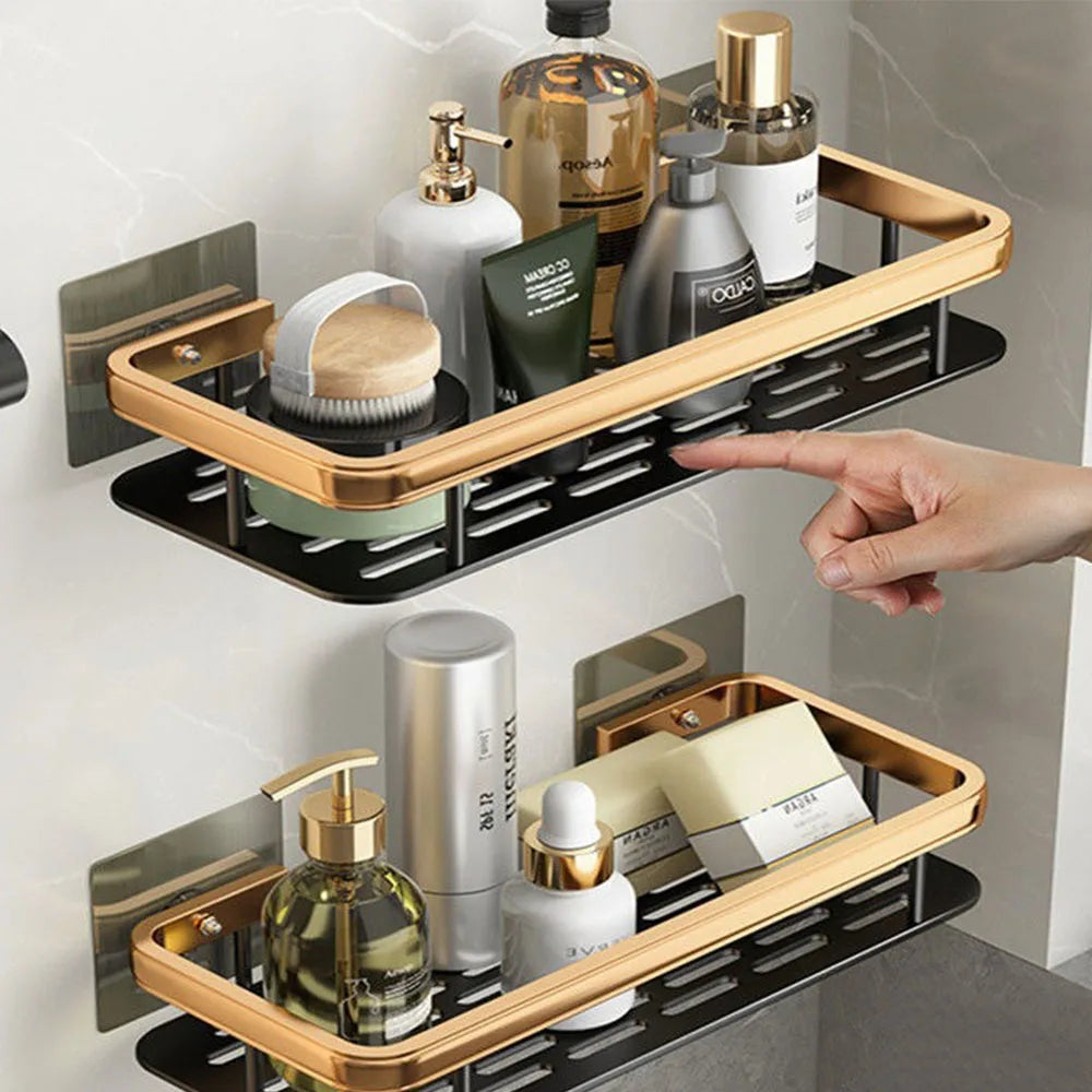 Non-Perforated Bathroom Shelf - Floating Corner Shelf for Wall Storage, Shower Hardware, and Bathroom Rack