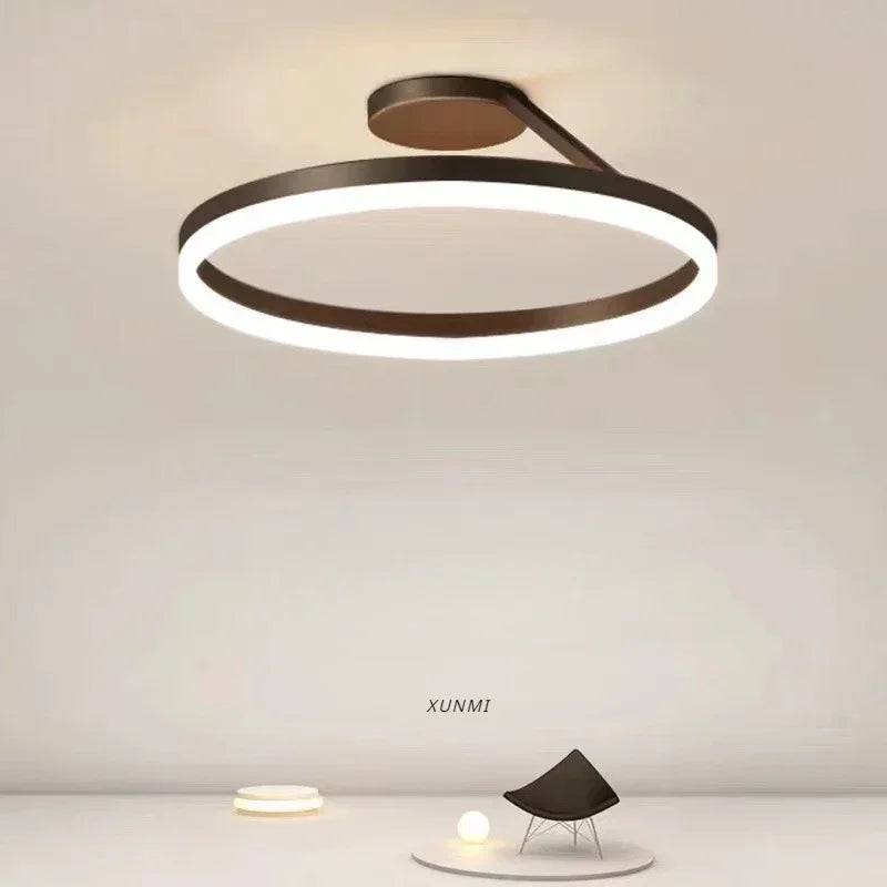 Nordic Design LED Ring Ceiling Lamp – Elegant Chandelier for Bedroom and Living Room