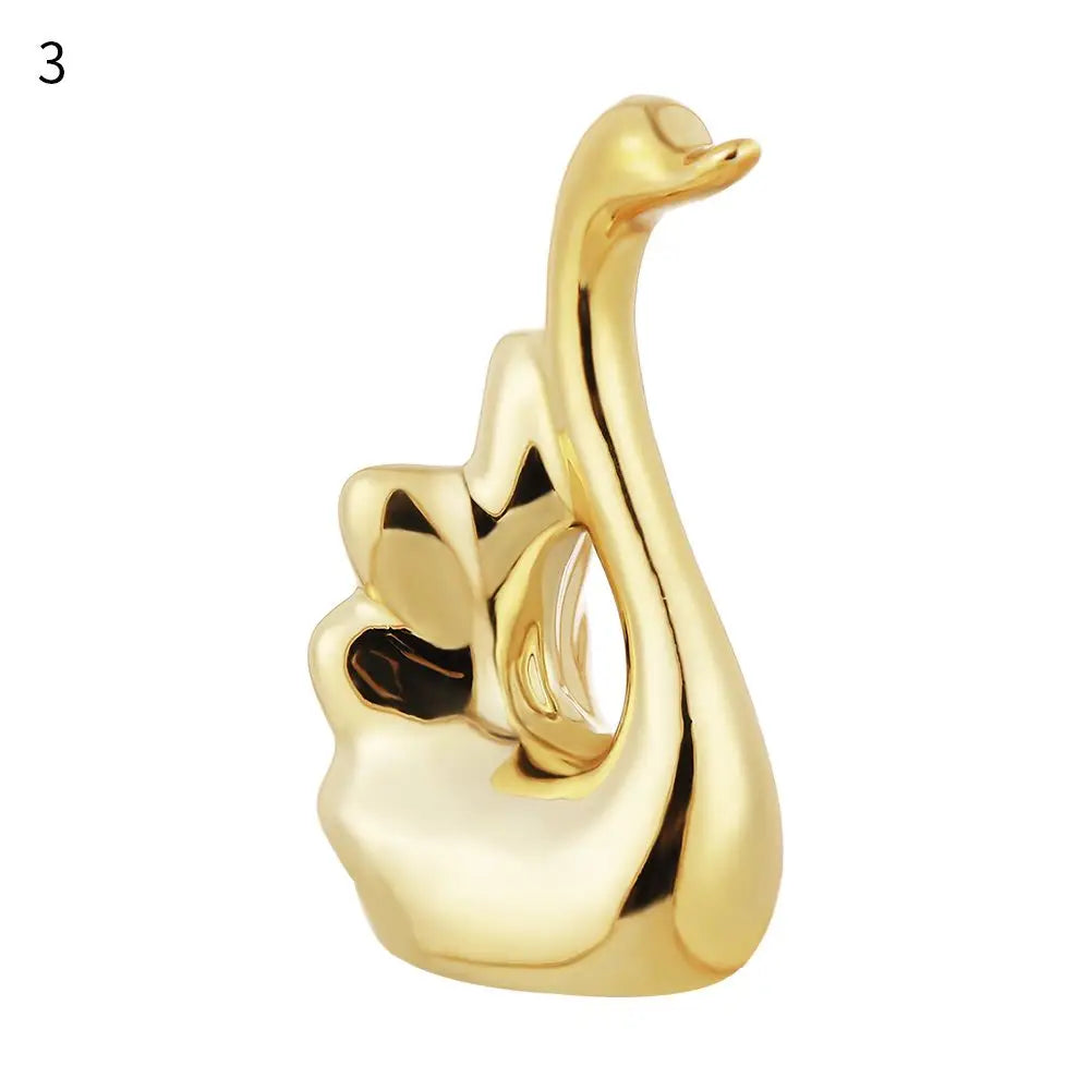 Gold Ceramic Animal Figurines – Cute Elephant & Rabbit Miniatures for Home Décor