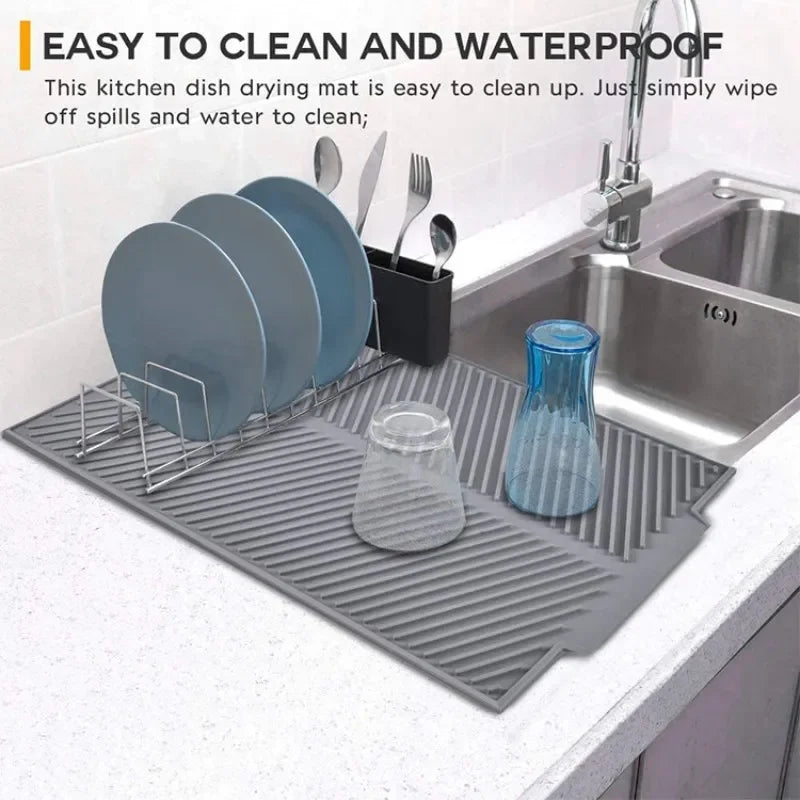 Silicone Drain Pad Drying Mat for Kitchen – Non-slip Anti-scald Coaster for Tableware & Utensils