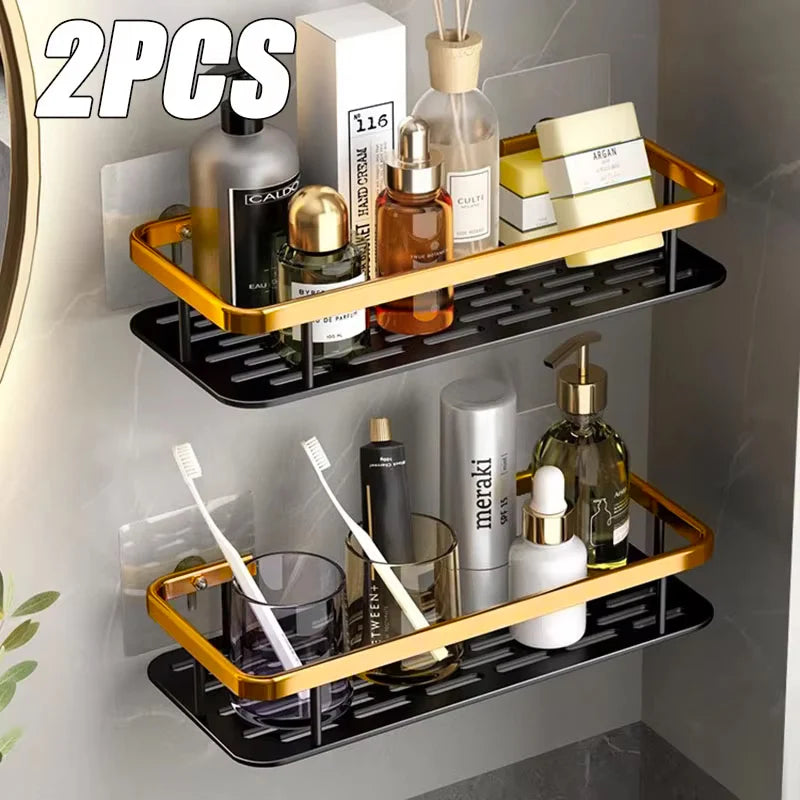 Non-Perforated Bathroom Shelf - Floating Corner Shelf for Wall Storage, Shower Hardware, and Bathroom Rack