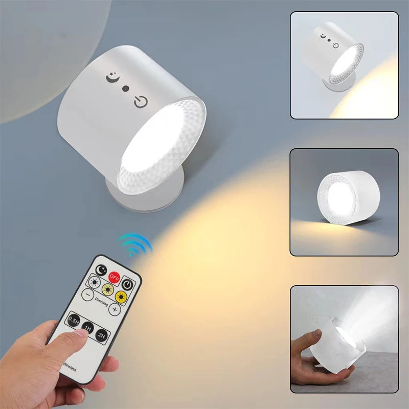 LED Double Head Wall Lamp with Touch Control and Remote - 360° Rotatable, USB Rechargeable, Wireless Portable Night Light