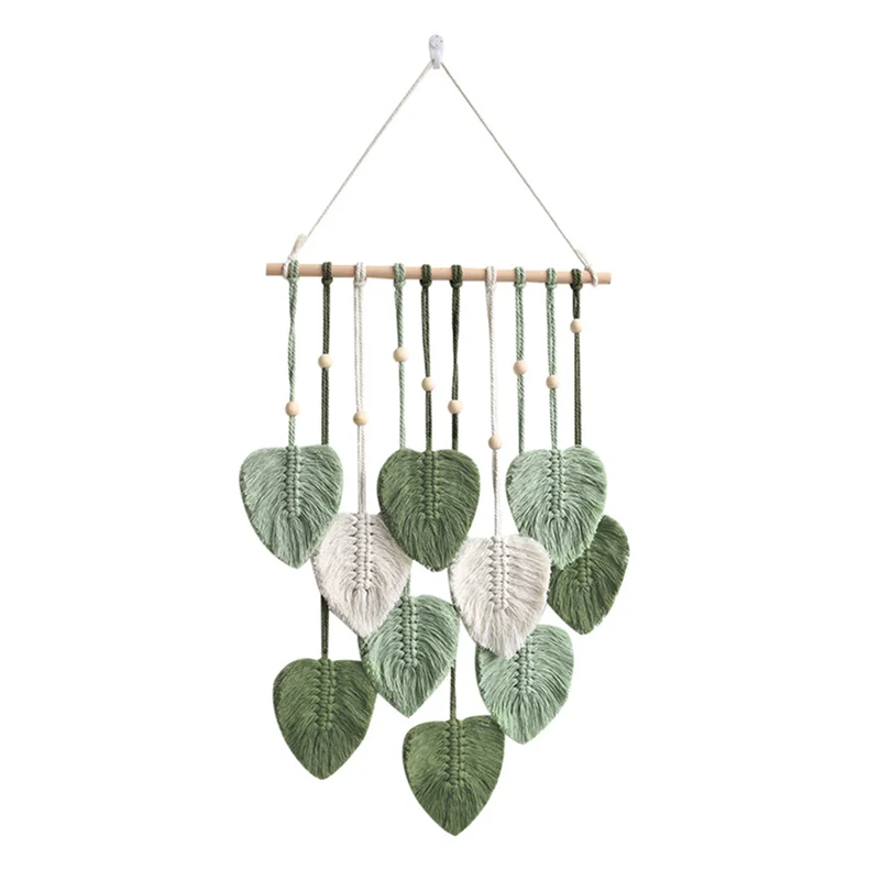 Leaf Macrame Wall Hanging - Boho Room Decor, Hand-Woven Cotton Tapestry