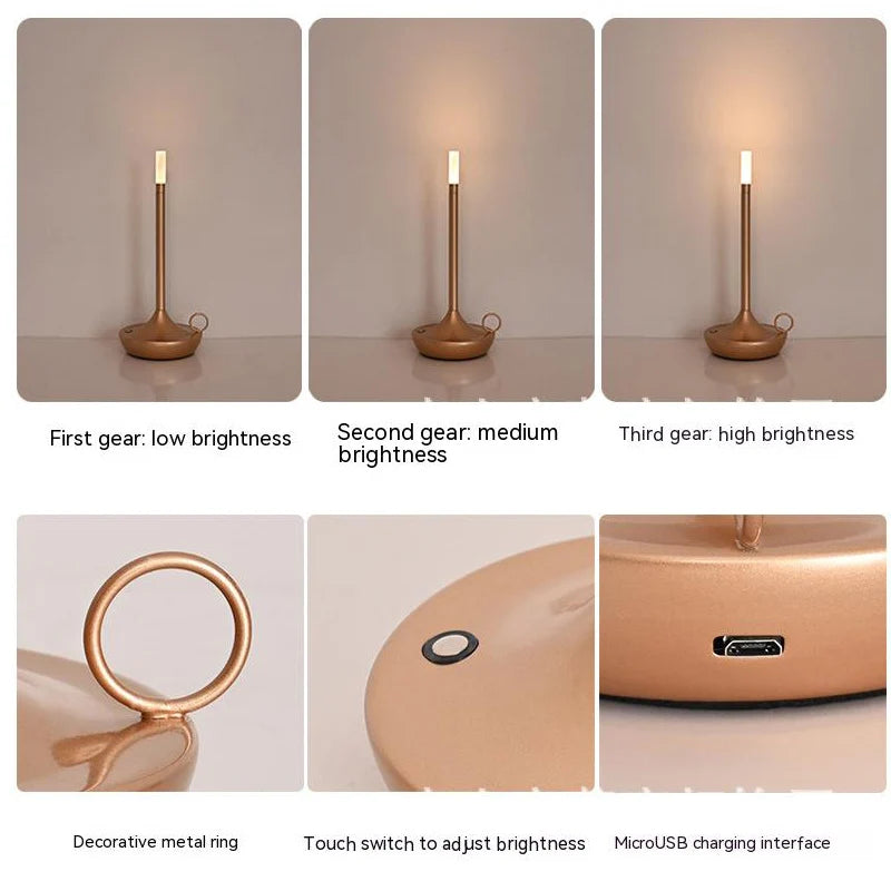 Rechargeable Touch LED Candlelight Camper Table Lamp | Waterproof Warm Light for Outdoor Dining