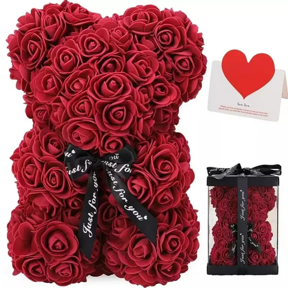 Artificial Flower Eternal Rose Teddy Bear – Perfect Gift for Mother's Day, Birthday, Valentine's Day, and Anniversaries