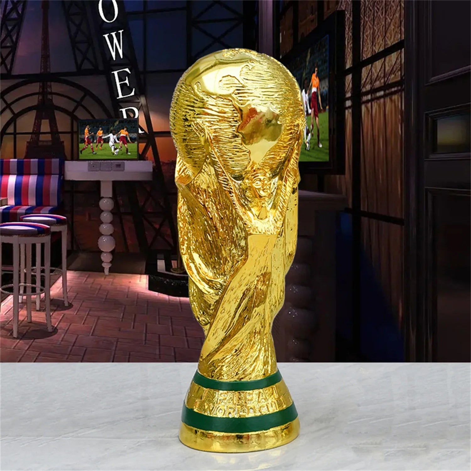 Golden Resin Football Trophy - Champions Soccer Ornament