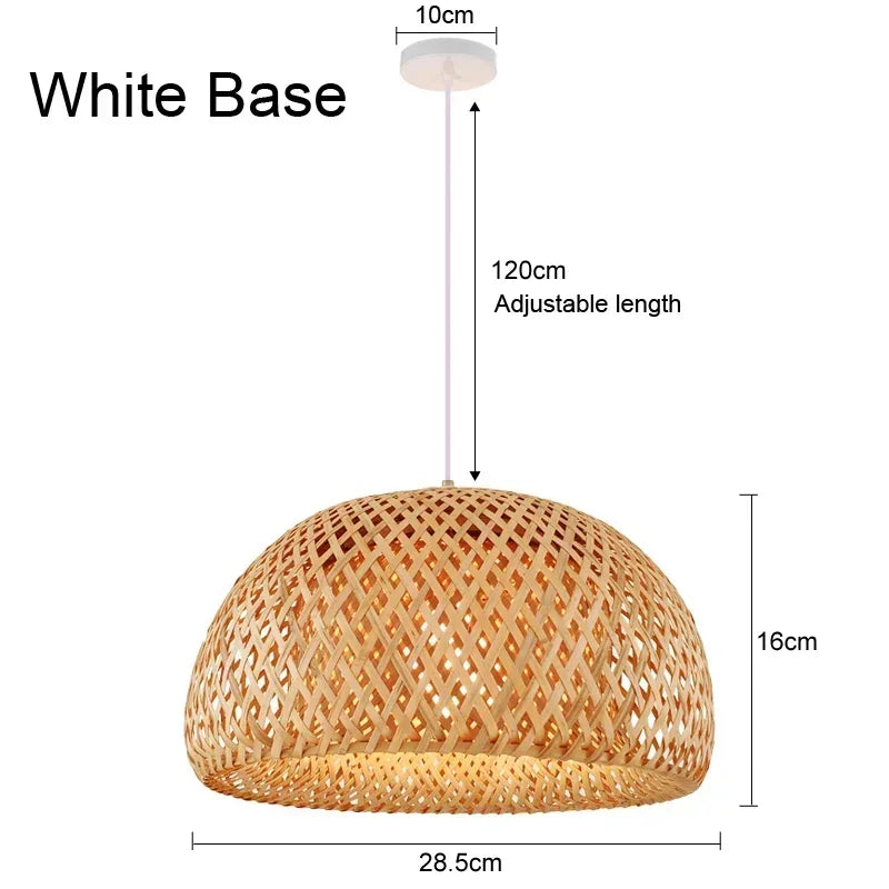 Bamboo Hanging Lamp – Hand-Knit Rattan Pendant Light for Dining and Home Decor