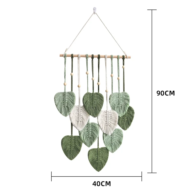 Leaf Macrame Wall Hanging - Boho Room Decor, Hand-Woven Cotton Tapestry