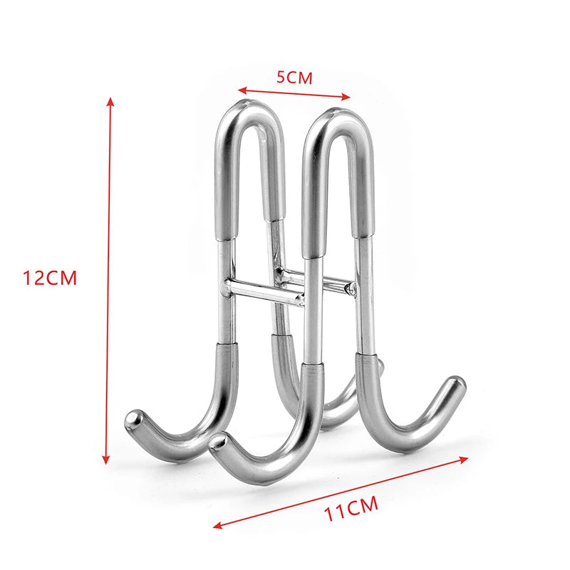 Stainless Steel Over Glass Door Shower Towel Rack – S-Shape Bathroom Bathrobe Hanger with Hooks